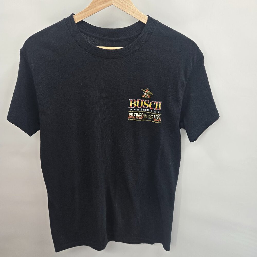Busch Beer Black Brewed in the USA Rodeo Cowboy Short Sleeved T-Shirt NWOT